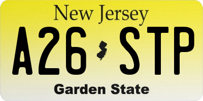 NJ license plate A26STP