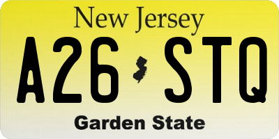 NJ license plate A26STQ