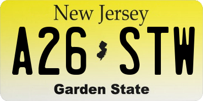 NJ license plate A26STW