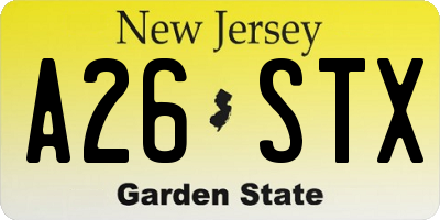 NJ license plate A26STX