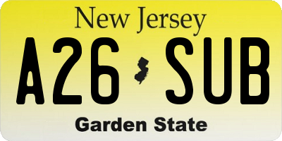 NJ license plate A26SUB