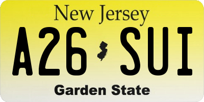 NJ license plate A26SUI