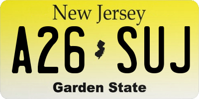 NJ license plate A26SUJ