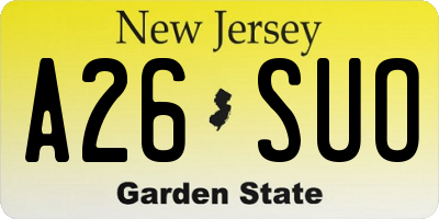 NJ license plate A26SUO