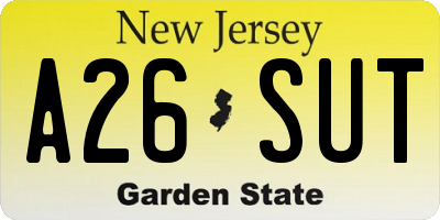 NJ license plate A26SUT