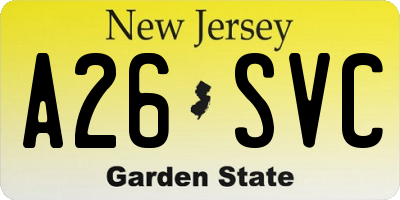 NJ license plate A26SVC