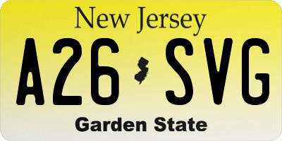 NJ license plate A26SVG
