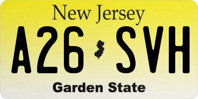 NJ license plate A26SVH