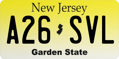 NJ license plate A26SVL