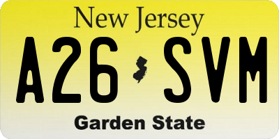 NJ license plate A26SVM