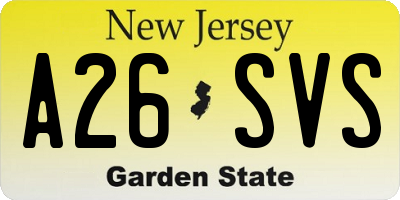 NJ license plate A26SVS