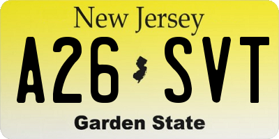 NJ license plate A26SVT