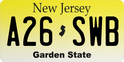 NJ license plate A26SWB