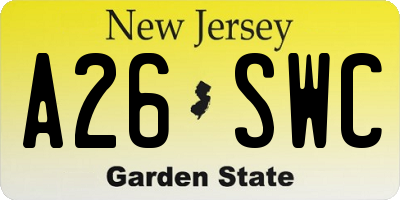 NJ license plate A26SWC