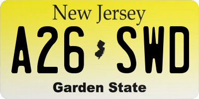 NJ license plate A26SWD