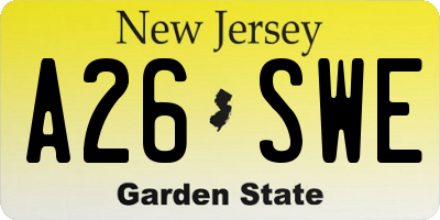 NJ license plate A26SWE