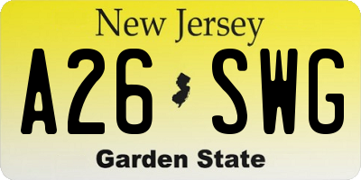 NJ license plate A26SWG
