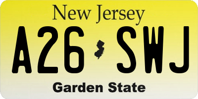 NJ license plate A26SWJ