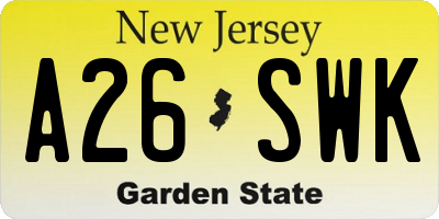 NJ license plate A26SWK