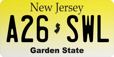 NJ license plate A26SWL