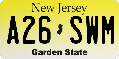 NJ license plate A26SWM