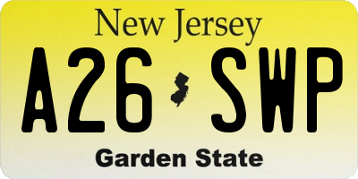 NJ license plate A26SWP