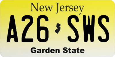 NJ license plate A26SWS