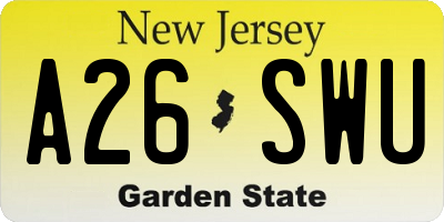 NJ license plate A26SWU