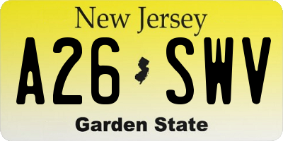 NJ license plate A26SWV