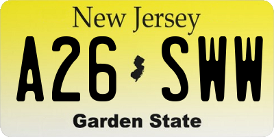 NJ license plate A26SWW