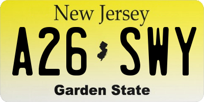 NJ license plate A26SWY