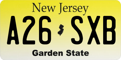 NJ license plate A26SXB