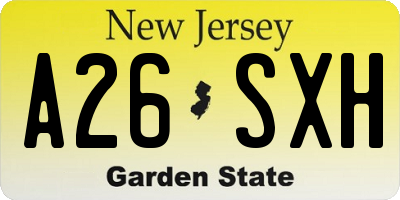 NJ license plate A26SXH