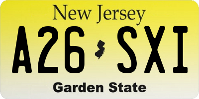 NJ license plate A26SXI