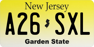 NJ license plate A26SXL
