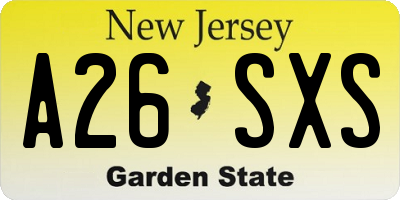 NJ license plate A26SXS