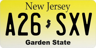 NJ license plate A26SXV