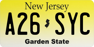 NJ license plate A26SYC