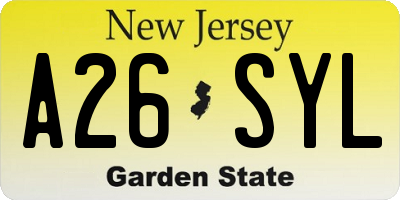 NJ license plate A26SYL