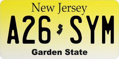 NJ license plate A26SYM