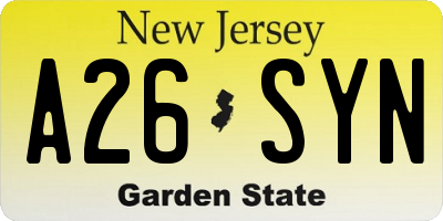 NJ license plate A26SYN