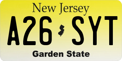NJ license plate A26SYT