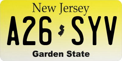 NJ license plate A26SYV