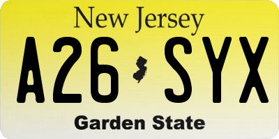 NJ license plate A26SYX