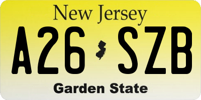 NJ license plate A26SZB