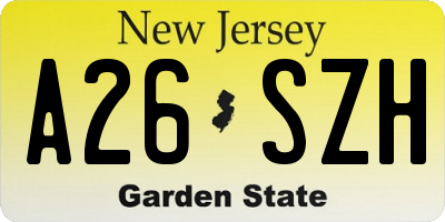 NJ license plate A26SZH