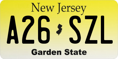 NJ license plate A26SZL