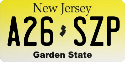 NJ license plate A26SZP