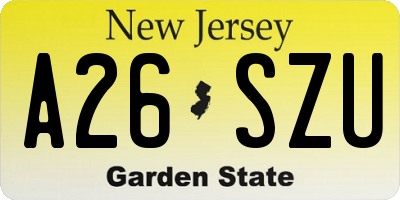 NJ license plate A26SZU