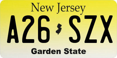 NJ license plate A26SZX